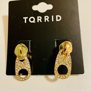 NWT Torrid - Pave Tab Gold Tone Earrings